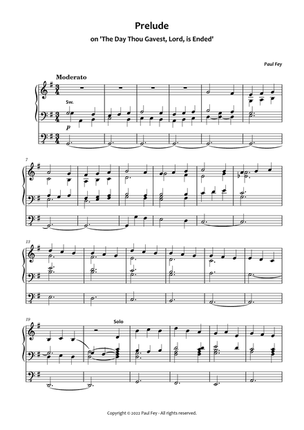 Prelude and Harmonizations on &#x27;The Day Thou Gavest, Lord, is Ended&#x27; (Sheet Music)