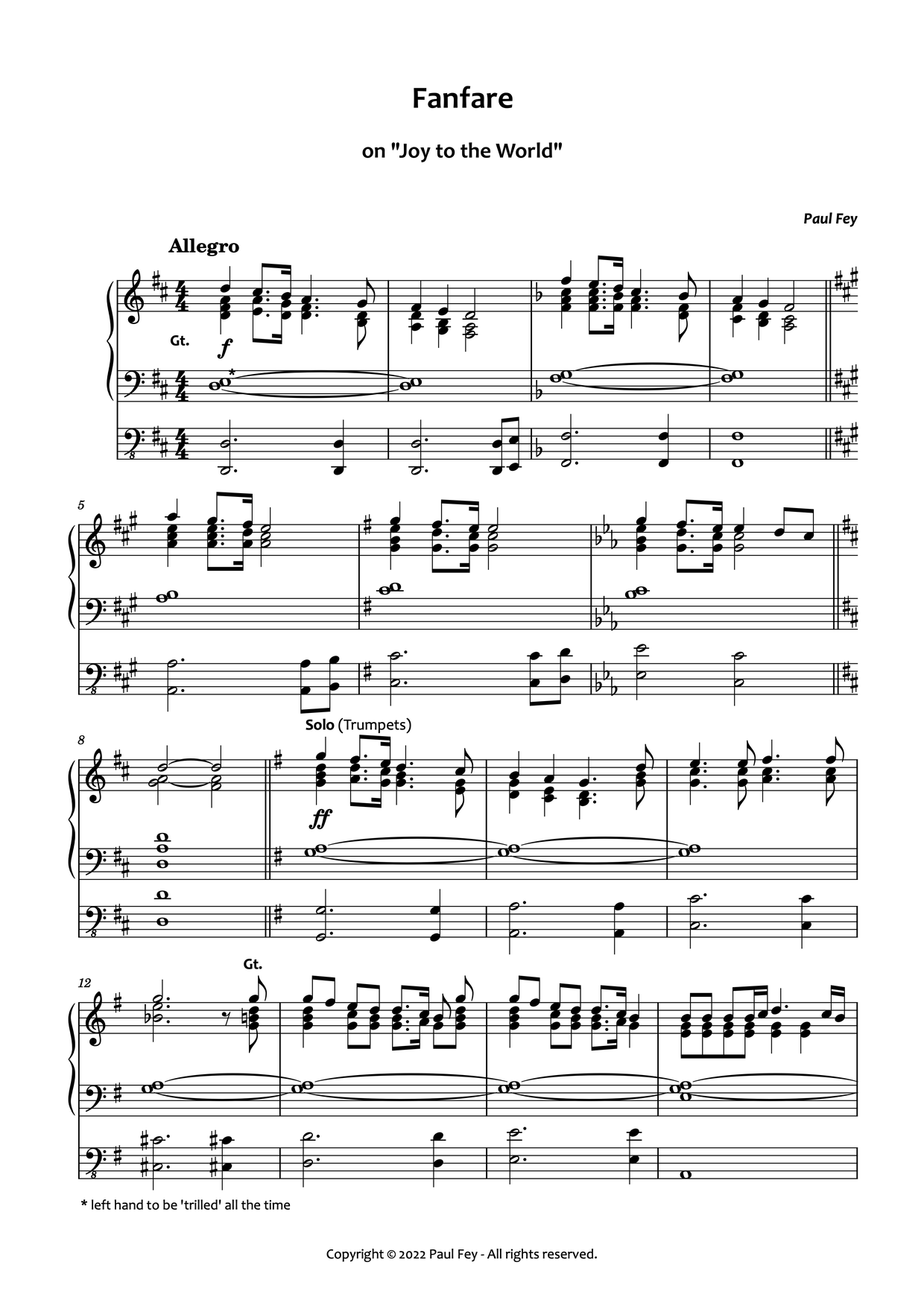 Fanfare on joy to the world sheet music 