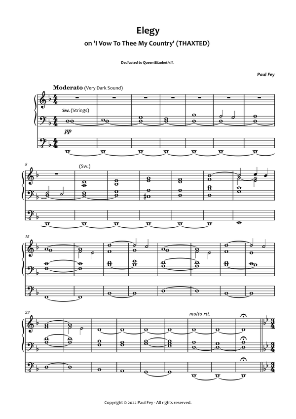 Elegy on "I Vow To Thee, My Country" (Sheet Music)