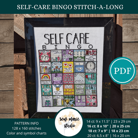 Self-Care Bingo Stitch-a-Long Cross Stitch Pattern (FULL PATTERN)