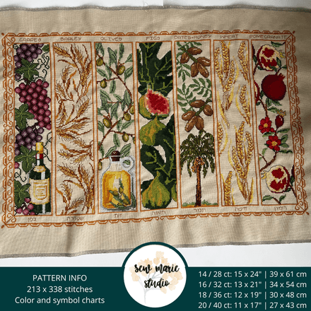 Seven Species Challah Cover Cross Stitch Pattern