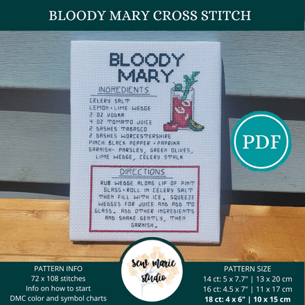 Bloody Mary Cross Stitch Recipe