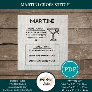 Martini Cross Stitch Recipe