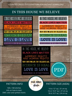 In This House We Believe Cross Stitch Pattern