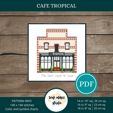 Cafe Tropical Cross Stitch PDF Pattern