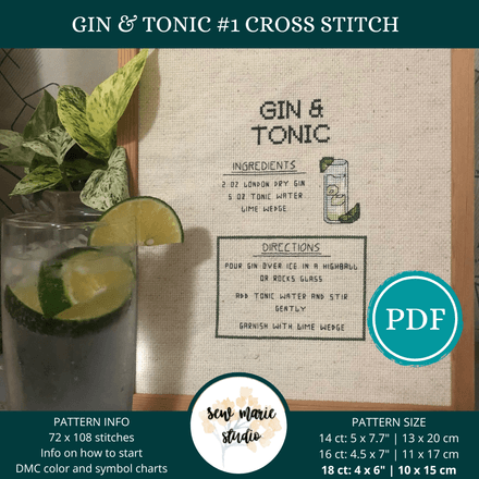 Gin and Tonic Cross Stitch Recipe