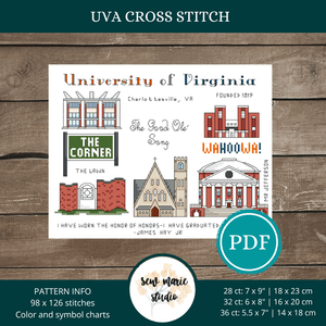 University of Virginia, Charlottesville Cross Stitch Pattern