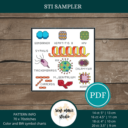 STI Sampler Cross Stitch Pattern