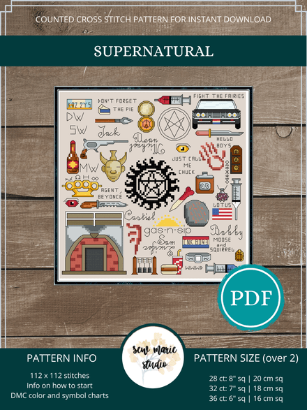 Supernatural Sampler Cross Stitch PDF Pattern