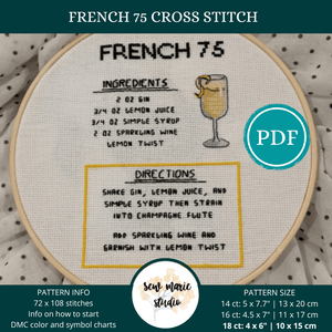 French 75 Cross Stitch Recipe