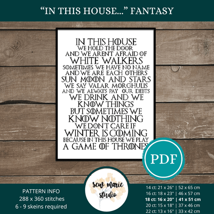 In This House Fantasy Cross Stitch PDF Pattern
