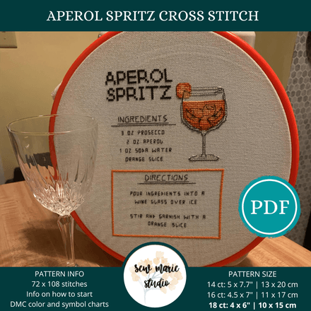 Aperol Spritz Cross Stitch Recipe