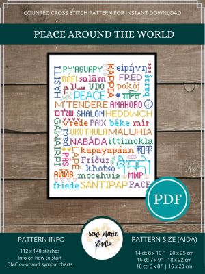 Peace Around the World Cross Stitch Pattern