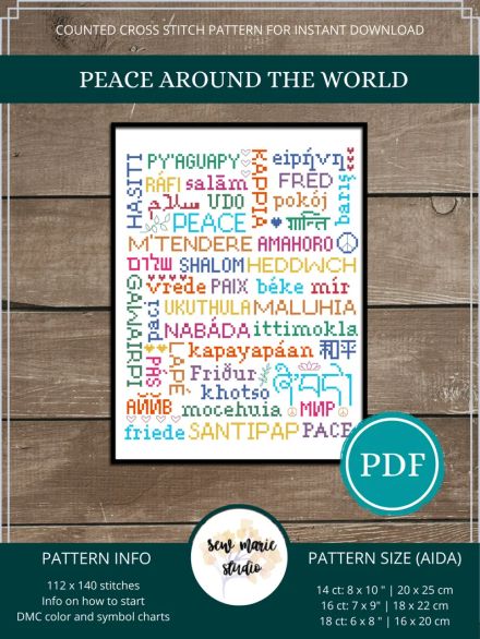 Peace Around the World Cross Stitch Pattern