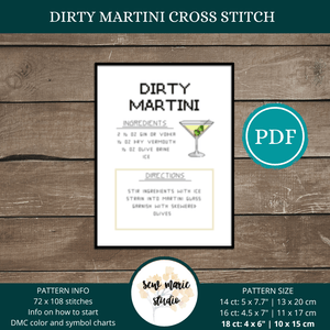 Dirty Martini Cross Stitch Recipe