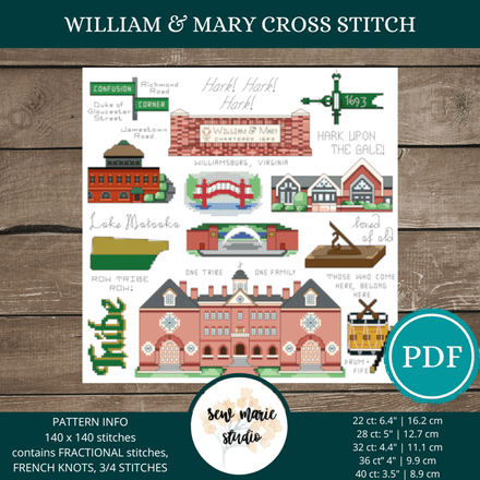Inspired by William and Mary Cross Stitch Pattern