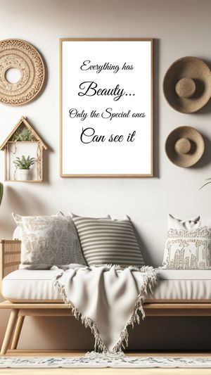 Everything Has Beauty Only The Special Ones Can See It  - Black and White Printable Wall Art Quote