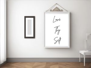 Love Thy Self - Black and White Printable Wall Art Quote