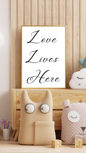 Love Lives Here - Black and White Printable Wall Art Quote