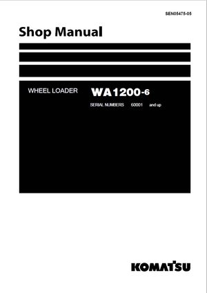 Komatsu Shop Manual WA1200-6 60001 and up Wheel Loader SEN05475-05 English