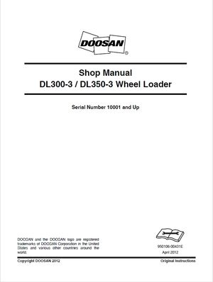 Doosan Shop Manual DL300-3, DL350-3 10001 and up Wheel Loader 950106-00431E English