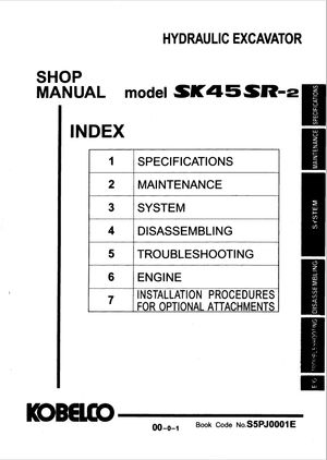 Kobelco Shop Manual SK45SR-2 Hydraulic Excavator S5PJ0001E English