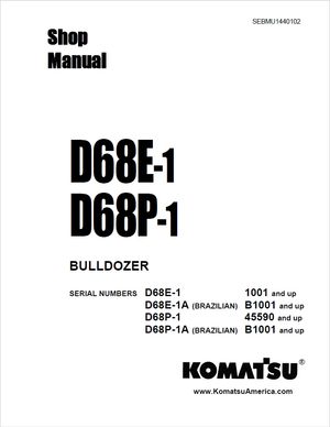 Komatsu Shop Manual D68E-1, D68E-1A (Brazil), D68P-1 D68P-1A (Brazil) Crawler Bulldozer SEBMU1440102