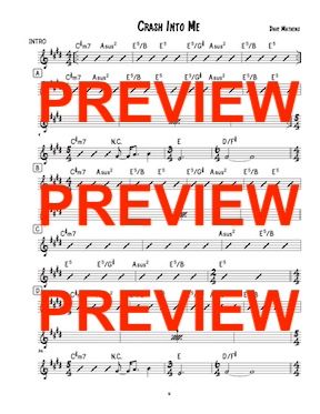crash into me Dave Mathews sheet music lead