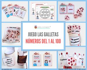 💻✂PACK JUEGO DE CARTAS ´LAS GALLETAS´-  Números 1 al 100 y repaso de cualquier temática.