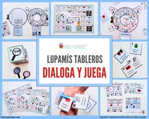 💻✂ LUPAMÍS-TABLERO PRESENTARSE 👄 Verbos gustar y tener ✏️ Material escolar 👪 Familia  y Ropa