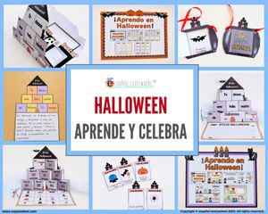 💻✂ MEGAPACK APRENDE CASAS HALLOWEEN 🎃Vocabulario · Gramática 🎯 Oraciones