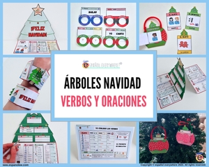 💻✂MEGA PACK - NAVIDAD ORACIONES y CONJUGACIÓN- Pronombres, verbos, vocabulario y gustos.