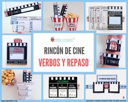 ✂💻MEGA PACK CINE DE VERBOS Y REPASO (cualquier tema). Conjugación, material escolar y oraciones SVO