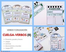 💻✂CUELGA-VERBOS II- Verbos regulares -AR,-ER-IR. 🎯Presente, pasado y futuro.🎁Pincha ver OFERTAS 