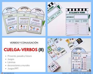 💻✂CUELGA-VERBOS II- Verbos regulares -AR,-ER-IR. 🎯Presente, pasado y futuro.🎁Pincha ver OFERTAS 