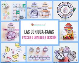 💻✂PACK ´CONJUGA-CAJAS´ Conjugación y oraciones. 🌺 PASCUA o cualquier momento. 🎁Pincha ver OFERTAS