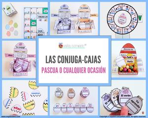 💻✂PACK ´CONJUGA-CAJAS´ Conjugación y oraciones. 🌺 PASCUA o cualquier momento. 🎁Pincha ver OFERTAS