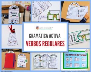💻✂ CUELGA-VERBOS I 🔗 Verbos regulares · AR · ER · IR 🌟 Gramática activa y visual