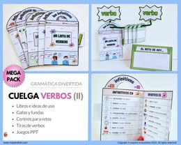 💻✂PACK CUELGA-VERBOS I- Verbos regulares -AR,-ER-IR. Libros, juegos y decoraciones.