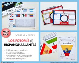 💻✂PACK PAÍSES HISPANOHABLANTES (I)- Países, oraciones y decoraciones. 🌎Mes de la Herencia Hispana.