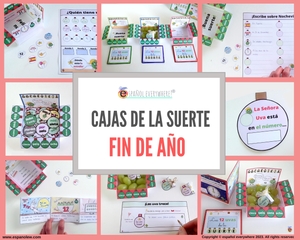 ✂💻PACK CAJAS DE LA SUERTE - NOCHEVIEJA- Números del 1 al 100, conjugación y oraciones SVO 