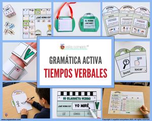 💻✂ CUELGA-TIEMPOS VERBALES ✍️ Verbos regulares -AR, -ER, -IR 🎯 Presente · Pasado · Futuro