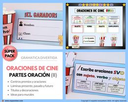 ✂💻ORACIONES CINE (III) Sujeto, verbo, objeto y complemento. PASADO Y FUTURO 🎁Pincha ver OFERTAS 
