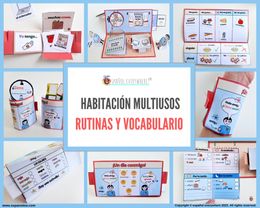 💻✂PACK ´HABITACIÓN MULTIUSOS´ - Saludos, rutinas, comida, gustos y colores.