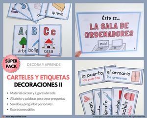  ✂PACK CARTELES (II)-Material escolar, cole, alfabeto y expresiones útiles🎁Pincha ver OFERTAS 