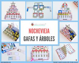 💻✂Pack Árboles y gafas de Nochevieja´-  Manualidades y juegos PPT Para Fin De Año