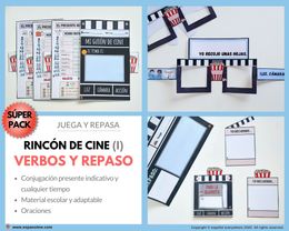 ✂💻PACK CINE DE VERBOS Y REPASO I- (cualquier tema). Conjugación, material escolar y oraciones SVO