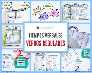 💻✂MEGA CUELGA-VERBOS✍ Verbos regulares -AR,-ER-IR. 🎯CONJUGACIÓN (presente, pasado y futuro). 