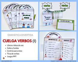 💻✂ CUELGA-VERBOS I 🔗 Verbos regulares · AR · ER · IR 🌟 Gramática activa y visual