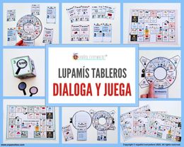 💻✂ LUPAMÍS-TABLERO · PRESENTARSE 👄 Verbos gustar y tener ✏️ Material escolar 👪 Familia · Ropa